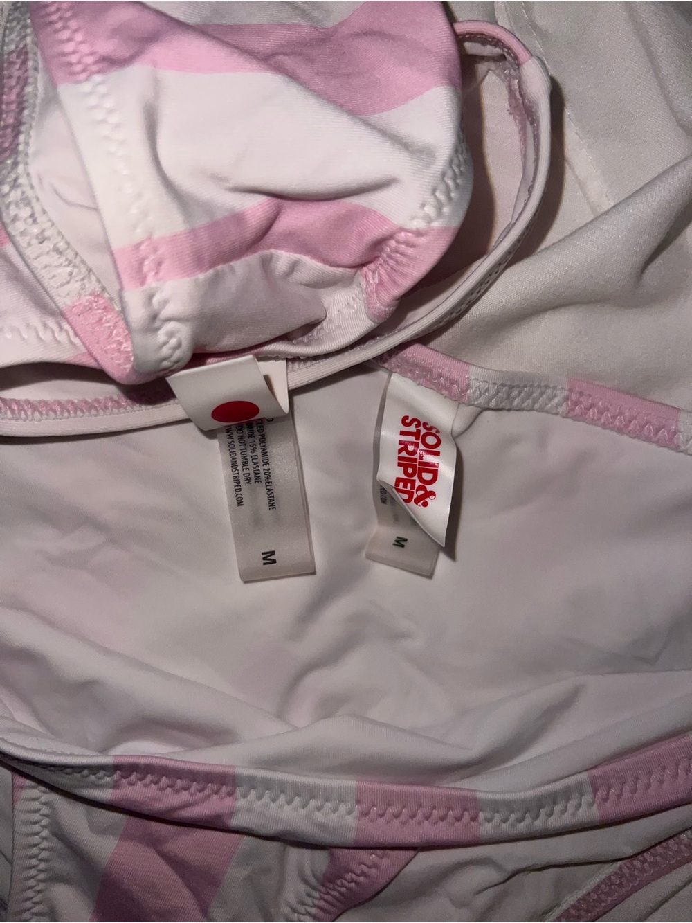 SOLID & STRIPED Pink & White Vertical Stripe Scoop Bikini - Picture 4 of 4